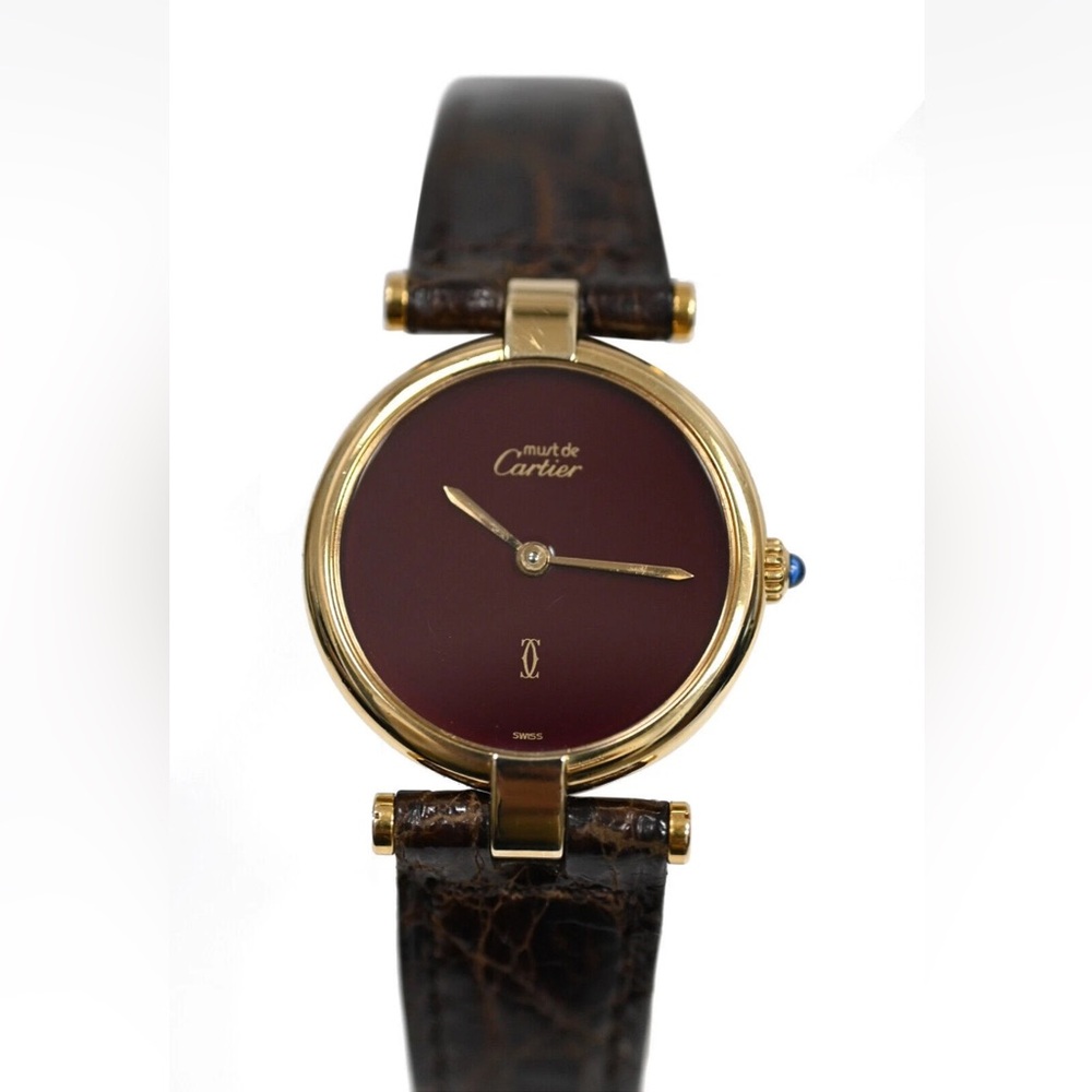 Cartier Gold Vermeil with Rich Burgundy Dial